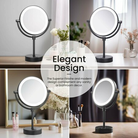 Kibi Circular LED Free Standing Magnifying Make Up Mirror - Matte Black KMM104MB